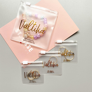 Benutzer definierte Goldfolie Logo Mini PVC Kunststoff Schmuck beutel Kosmetik Slide Zip Lock Verpackung Taschen für Schmuck Strass Glitter