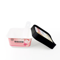Gobelet carré jetable personnalisé de 45 ml, écologique, pour yaourt, avec couvercle et cuillère, double paroi, logo imprimé pour crème glacée