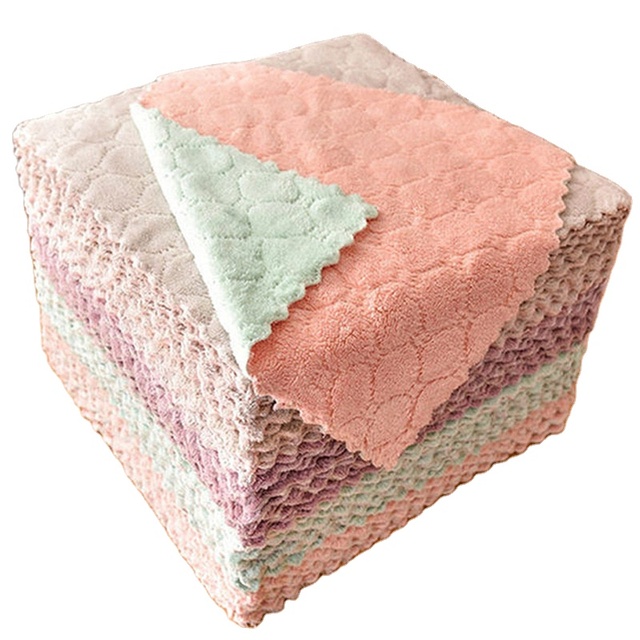 Microfiber Non-Stick Kitchen Cloth for Cleaning and Water Absorption Free Sample for Home Use Bowl and Desk Washing