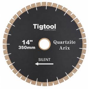 Disco de diamante silencioso Arix de 25 mm (14 pulgadas/350 mm) con segmentos de agujeros especiales y agudos para cuarcita, Taj <span class=keywords><strong>Mahal</strong></span> natural y Sea Pearl - Product Image 1