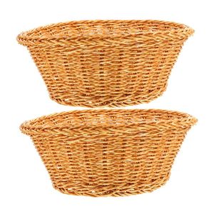 Rustica Vintage Multi-funzionale cesti di pane rotondo Rattan naturale tessuto per la casa organizzazione di uso della tabella di conservazione - Product Image 3