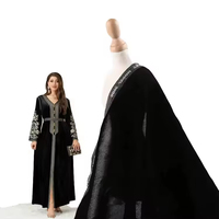 Tissu de doublure pour abaya en velours noir foncé coréen, couleur unie, non élastique, vente directe usine, référence 5000