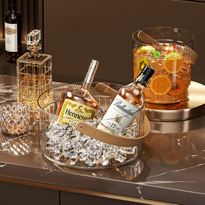 Transparent Ice Bucket Round With Handle For Party Beverage Cooling Easy To Clean - Product Image 1