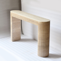 Table console moderne en travertin, style nordique de luxe, nouvelle collection, tables étroites irrégulières pour hôtel, villa, salon, couloir