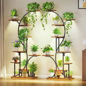 Grand support d'angle moderne et écologique pour plantes, intérieur/extérieur, design carré, porte-fleurs en métal enduit de poudre <span class=keywords><strong>noire</strong></span>, 9 pièces pour la maison - Product Image 2