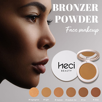 Palette de poudre bronzante pour le visage, 6 couleurs, maquillage végétalien lisse, marque privée, tenue plus longue, couverture complète, crème pressée, Contour, poudre bronzante
