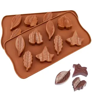 P0406 Easy Release BPA Free 8 cavità piccole foglie Weed Leaf Silicone cioccolato Ice fondente Mold