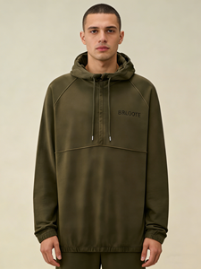 Sweat-shirt à capuche pour homme, demi-zip, décontracté, sportif, unisexe, coupe classique, 400 g/m², brodé, uni, 100 % coton, logo personnalisé - Product Image 1