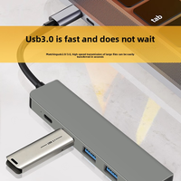 5 in 1 Type C Hub Splitter USB 3.0 Adapter Laptop Kompatibel Pembaca Kartu USB TF SD Bahan ABS Docking Station Stok Tersedia