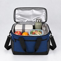 Sac isotherme avec bandoulière, en polyester souple avec fermeture éclair et poche avant, réutilisable pour le travail quotidien, les voyages et les pique-niques