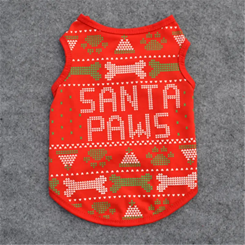 Santa paws cane di estate t-shirt pet vestiti Di Natale rosso <span class=keywords><strong>del</strong></span> cane abbigliamento di fabbrica