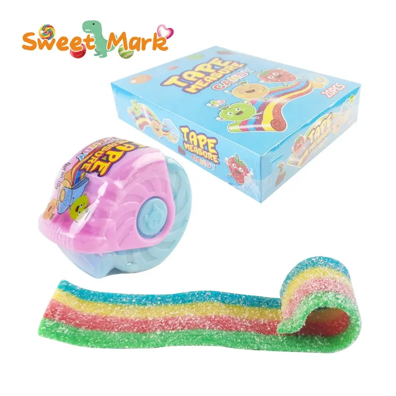 Delicious Rainbow Halal Gummy Candy Sour Funny Tape Measure Candy Toy