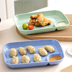 Assiette rectangulaire en plastique incassable pour fêtes et pique-niques, motif quadrillé créatif, style japonais, vente en gros sur mesure - Product Image 3