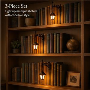 Lámpara de biblioteca en miniatura, lámpara colgante para estantería, luz nocturna LED cálida, iluminación decorativa vintage de madera para estantería - Product Image 5
