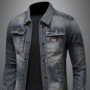 Giacca di Jeans Autunnale <span class=keywords><strong>da</strong></span> <span class=keywords><strong>Uomo</strong></span> Stile <span class=keywords><strong>Moto</strong></span> di Tendenza Versione Coreana Slim Fit Giacca di Jeans Retrò Casual Elegante OEM - Product Image 1