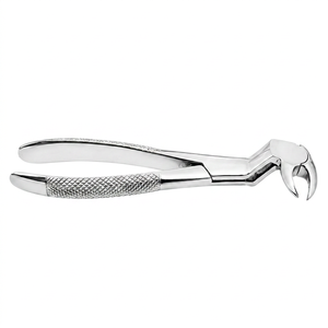 Forceps d'extraction dentaire pour molaires inférieures, revêtement chromé, poignées texturées, bec courbé, instrument chirurgical en acier inoxydable - Product Image 1