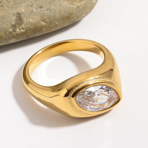 แหวนสแตนเลสชุบทอง 18K กันน้ำ ไม่หมอง ประดับเพชรซิคอน คลาสสิก ขายดีจาก MICCI - Product Image 3