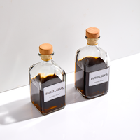 Botellas de Vidrio Cuadradas Vacías de 100ml, 250ml, 300ml, 375ml, 500ml para Vodka, Whisky, Ron - Botella de Vidrio Premium con Tapón