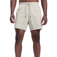 Shorts d'entraînement pour hommes 7'' en polyester tissé 100% à séchage rapide, taille mi-haute élastique avec cordon de serrage, couleur unie, poche zippée - Vente chaude