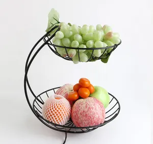 2-Tier Fruit Basket Metal Fruit Bowl Bread Baskets Fruit Holder Kitchen Storage Baskets Stand