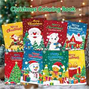 Livre de coloriage DIY de Noël pour enfants, parfait pour les fêtes, multifonctionnel, 8 motifs, relaxant, idéal pour célébrer les vacances, cadeau - Product Image 2
