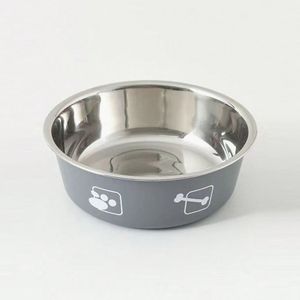 Harga pabrik mangkuk anjing besi tahan karat warna mode mangkuk bulat cetak kartun karet antiselip untuk makanan hewan peliharaan kucing kecil - Product Image 3