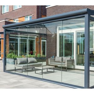 Parete Divisoria in Vetro Senza Telaio, Porte Scorrevoli Interne in Vetro con 4 Binari, Vetrate per Patio - Product Image 4