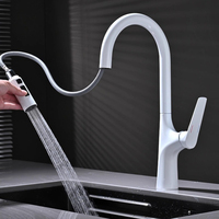 Robinet de cuisine extractible en laiton à levier unique, 3 modes d'eau, pivotant pour cuisine et évier de buanderie de villa