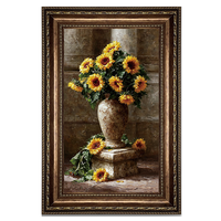Tableau mural sur toile « Nature morte Tournesol » avec cadre baroque vintage, échantillons OEM/ODM prêts en moins d'une journée