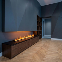 Meuble TV avec foyer encastré à brume, foyer décoratif à flamme simulée LED réaliste et naturelle avec un grand espace de rangement