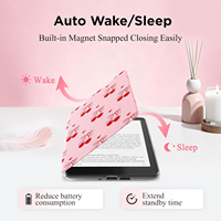Penutup PU untuk Kindle Paperwhite penutup depan magnetik dapat dilepas dengan tali tangan dengan bening belakang bangun otomatis dan tidur jernih belakang