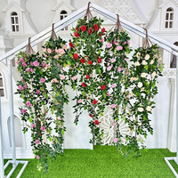Mur de fleurs artificielles en rose à suspendre pour mariage, ouverture de magasin, arrangement décoratif, ornement de bureau ou de salon
