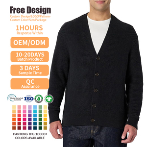 Vêtements d'extérieur en tricot pour l'automne et l'hiver, pulls à col en V personnalisés brodés, cardigan décoré de boutons pour hommes - Product Image 2