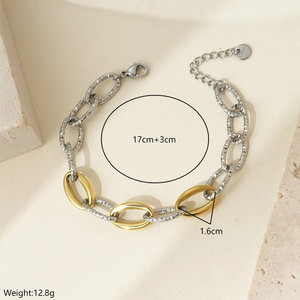 Pulseras y Brazaletes de Moda al por Mayor de Acero Inoxidable 316L, Pulsera de Dos Tonos Chapada en Oro de 14k y 18k para Mujer - Product Image 4