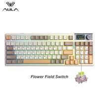 Keyboard Gaming Mekanik RGB Backlit Transparan Plastik Baru Aula F98Pro V3 dengan Wireless Tri-mode dan Daya Tahan Baterai 10000mAh