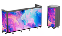 Cabine DJ portable pliable avec écran intérieur P1.9 P2.6 GOB, roues mobiles pour un montage facile, support de table DJ pour événements en club