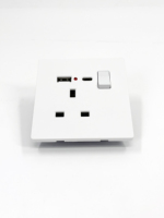 Enchufe de Pared Estándar Británico A6 B1 13A con Puerto USB Tipo C, Toma de Corriente de Pared del Reino Unido con Interruptor e Indicador Luminoso para Hogar y Hotel