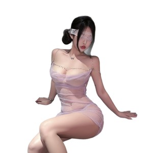 Sexy, shimmering bodycon skirt, lingerie set, purple pajamas, and uniform for women. - Product Image 5