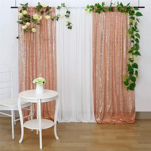 Roségoldene Hintergrundvorhänge, 2 Stück, 4,5 x 8 Fuß, Paillettenstoff-Hintergrund, Glitzer-Ballhintergrund, Draperien für Babypartys, Fotohintergrund - Product Image 5