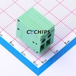 JL105R-50002G01 Screw Terminal Block Bent Lead Through Hole,P=5mm Connector 1x2P 5mm Green Right Angle Insert - Product Image 1