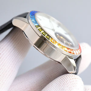 Montre de luxe élégante pour homme, hommage au design emblématique, verre saphir, lunette sertie de pierres précieuses colorées, tourbillon, montre mécanique - Product Image 4