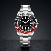 Reloj de Buceo con Esfera MOD GMT NH34 para Movimiento, Analógico, Resistente al Agua 50 Bar, Correa de Acero Inoxidable de 20 mm, Cristal de Zafiro