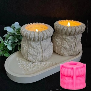 Sweater Knitting Flower Pot Silicone <b>Mold</b> <b>Candle</b> Cup Plaster <b>Mold</b> Christmas Series <b>Mold</b> - Product Image 4