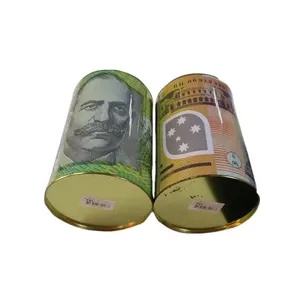 Customized Metal Custom Designed Round Money Saving Tin Box Coin Bank