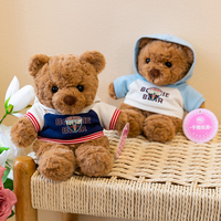 Boneka Beruang Teddy Cokelat dengan Pakaian Fashion, Berbagai Gaya Hoodie, Rompi, Jaket Baseball, Boneka Isi Dakron, Hadiah untuk Anak dari Mesin Cakar