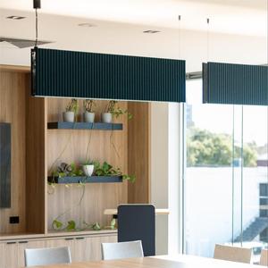 Lustre suspendu acoustique plissé moderne en feutre PET durable, couleur personnalisable, avec contrôle sonore, pour bibliothèque - Product Image 6