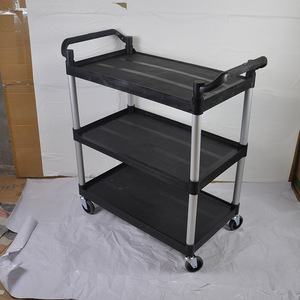 Carrito de Comida de Tres Niveles con 4 Ruedas Giratorias, Fácil de Montar, Carrito de Servicio para Hotel, para Comedor - Product Image 2