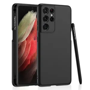 GKK Casos De Telefone Móvel Para Samsung Galaxy S21 Ultra capa, Ultra-fina Pele Sentir Caixa De Telefone com Side Pen Slot Caneta Stylus