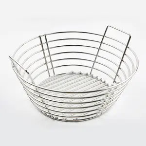 Grill Ash Basket for Large Big Green Egg Stainless Steel Charcoal Basket with Divider