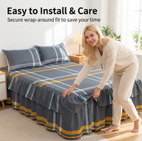 Ensembles de jupes de lit en fibre de polyester en gros avec draps imprimés doux et lisses en trois pièces